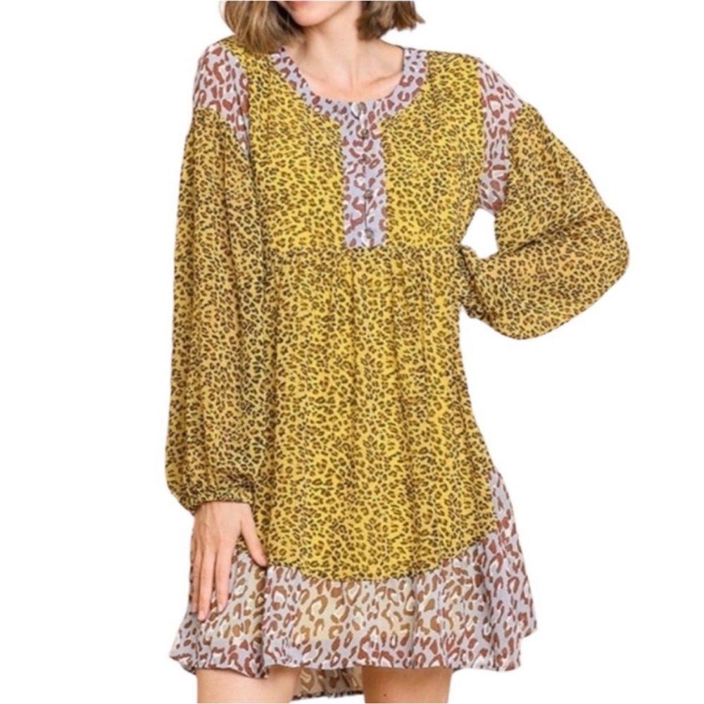 UMGEE Animal Print Puff Sleeve Dress